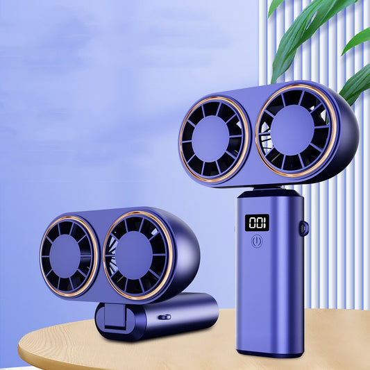 USB Mini Fan - Foldable, Hanging & Digital Display with 5 gears